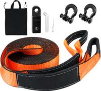 SucceBuy Kit de montagne tout-terrain, 3" x 30', kit de montagne à treuil haute performance avec sangle de remorquage de 30 000 lbs, manilles à anneau en D de 44 092 lbs, récepteur de manille et sac d
