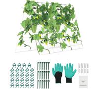 SucceBuy Kit de palissage pliable pour concombres 88,9 x 139,7 cm, support de jardin en métal pour plantes grimpantes, tomates, citrouilles, plateaux, extérieur