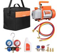 SucceBuy Kit de pompe à vide AC 1/4 HP 4,5 CFM et manomètre, kit CVCA à palettes à un étage, manomètre Manifold avec tuyau tricolore et sac de transport, compatible avec le R134a R410a