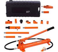 SucceBuy Kit de puissance Porta 10 tonnes, vérin hydraulique avec pompe, cric avec tuyau d'huile de 4,6 ft/1,4 m, outil de réparation pour châssis courbé avec mallette de rangement pour voiture