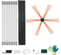 SucceBuy Kit de ramonage 9m, 9 tiges flexibles en nylon renforcé, brosse 360 degrés, nettoyeur ergonomique, entretien de cheminée Cheminée, usage domestique, compatibilité multi-tuyaux