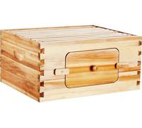 SucceBuy Kit de ruche avec boîte profonde, 100 % bois de cèdre naturel, enduit de cire d'abeille, kit de ruche Langstroth, fenêtre d'abeille transparente en acrylique