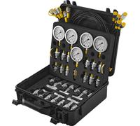 SucceBuy Kit de test de pression hydraulique, 10/100/250/400/600 bar, 5 jauges, 13 raccords, 14 tés, 5 tuyaux de test, kit de jauge pour pelleteuse avec sac de transport pour tracteurs et machines