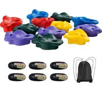 SucceBuy Kit d'escalade d'arbre ninja, 12 prises d'escalade, 6 sangles à cliquet, échelle d'escalade, idéal pour les enfants et les adultes, rocher d'escalade coloré pour les jeux de guerriers ninja e