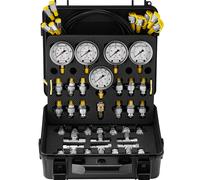 SucceBuy Kits de test de pression hydraulique Ensembles de jauges de test hydrauliques pour excavatrice avec étui de transport pour machines de tracteurs d'excavatrice 3heads 11pieces