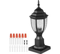 SucceBuy Lot de 2 lampes d'extérieur crépusculaires à aurores, 390 mm, étanches, avec base de montage sur pilier de 3,5 pouces, écran en verre