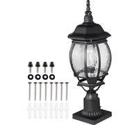 SucceBuy Lot de 2 luminaires d'extérieur crépusculaires à aurores, 530 mm, luminaires étanches pour réverbères avec base de montage sur pilier de 3,5 pouces, écran en verre