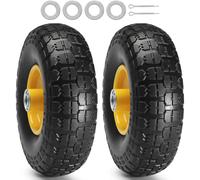 SucceBuy Lot de 2 roues et roues plates en PU massif, 10 pouces, sans chambre à air, pour dollies, remorques de jardin, divers chariots 400 lbs