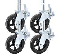 SucceBuy Lot de 4 roulettes d'échafaudage lourdes 8 x 2 pouces pivotantes en caoutchouc avec double fonction de blocage, capacité de charge de 1100 livres par roue.