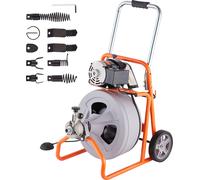 SucceBuy Machine à déboucher les égouts 100 pieds x 1/2 pouce, vis sans fin pour égouts avec avance automatique sur roues, appareil portable de débouchage des égouts avec 8 coupeurs.