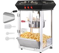 SucceBuy Machine à pop-corn, machine à pop-corn 850 W, cuve 237 ml, 48 tasses par charge, machine de table avec verre trempé, 4 pelles incluses, noir