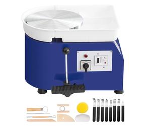 SucceBuy - Machine de formage de céramique, roue de poterie de 11 pouces, vitesse réglable de 60 à 300 tr/min, poignée, commande de pédale, bassin détachable ABS 450W 8kg Blue
