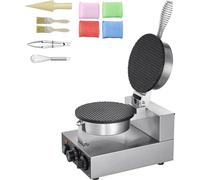 SucceBuy Machine électrique à cornets à glace, 1230 W, commerciale, acier inoxydable antiadhésif, réglage de la température et du temps, poignée, pour restaurant, boulangerie, snack-bar, famille