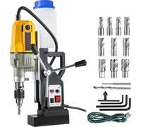 SucceBuy Magnetic Drill, 1100W, 1.57" diamètre de perçage, 2697lbf/12000N, perceuse magnétique électrique portable, 12 embouts, 580 RPM, perceuse pour toute surface, bricolage, noir