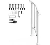 SucceBuy Main courante 1-2 marches pour escaliers extérieurs, design blanc rétro en arc, kit main courante escalier. Rampe de transition en acier au carbone avec kit de montage. Idéal pour les personn