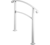 SucceBuy Main courante extérieure 3 marches, adaptée à 1-3 marches, rampe d'escalier en fer forgé blanc mat avec kit d'installation, main courante durable pour marches extérieures