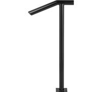 SucceBuy Main courante ronde en métal, 2 marches, rampe d'escalier extérieure 18L x 38H pouces, poteau à visser inclus