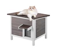 SucceBuy Maison d'extérieur pour chat résistante aux intempéries, abri pour chat feral pour chat, maison d'extérieur en bois pour chat et lapin avec isolation en mousse complète 20in