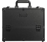 SucceBuy Makeup Train Case, grande trousse de maquillage portable de 370 mm avec 6 compartiments, boîte de rangement professionnelle pour le maquillage avec poignée et lanières, support de maquillage 