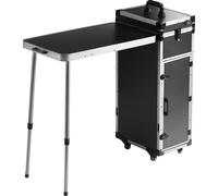 SucceBuy Mallette de maquillage professionnelle, mallette cosmétique extra-large en aluminium avec pieds de support, organisateur de voyage de maquillage sur roulettes pivotantes à 360°, noir