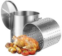 SucceBuy Marmite à soupe en acier inoxydable, 84 quarts de grande capacité, ustensile de cuisine robuste avec panier, couvercle, poignée, pour les événements avec de grands groupes, qualité commercial
