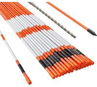SucceBuy Marquages d'entrée, 30 pièces, 122 cm, 1,2 cm de diamètre, piquets de neige en fibre de verre orange avec bande réfléchissante, mèche en acier de 30 cm et gants pour parkings, trottoirs