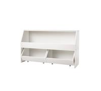 SucceBuy Meuble de Rangement en Bois 3 Compartiments et Une Etagère Supérieure Blanc