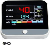 SucceBuy Mini 8-IN-1 Moniteur de la qualité de l'air - Compteur et capteur professionnel de particules. Mesure les PM2,5, PM10, PM1,0, le formaldéhyde, la température, l'humidité, les COVT