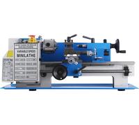 SucceBuy Mini-tour à métaux 7x12 pouces Précision Vitesse variable 2250RPM 400W Kits télescopiques Métal Travail du bois Tour automatique avec mandrin auto-centreur à 3 mors