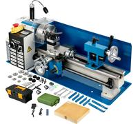 SucceBuy Mini tour à métaux, tour d'établi 7 x 14 pouces, 550 W, vitesse variable, 2250 tr/min, tour pour le travail des métaux, tour CNC avec mandrin à 3 mors