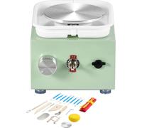 SucceBuy Mini tour de potier, 0-320 t/mn, vitesse réglable, machine à façonner les bassins amovible, 2,56 pouces/3,94 pouces, 2 plateaux tournants, machine électrique à roue céramique, 18 accessoires.