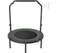 SucceBuy Mini-trampoline pliable,40 pouces Fitness-Rebounder,Charge max. 330lbs,Stable et silencieux,Poignée en mousse réglable sur 4 niveaux,Idéal pour l'entraînement des adultes en intérieur et en e