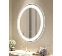 SucceBuy Miroir de salle de bain LED - 60 cm rond, montage mural avec éclairage frontal et rétroéclairage, antibuée, 3 températures de couleur réglables pour un maquillage et une hygiène corporelle im