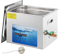 SucceBuy Nettoyeur à ultrasons, 15 l, fréquence réglable de 36 kHz à 40 kHz, minuterie numérique et chauffage, pour bijoux, pièces de monnaie, lunettes, 220 V