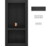 SucceBuy Niche de douche prête à carreler, 40,64 x 81,28 cm Double Shelf Organizer, coins carrés niches murales en retrait, protection scellée pour le stockage de salle de bain moderne, noir