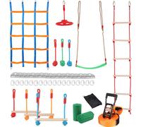 SucceBuy Ninja Warrior Obstacle Course pour enfants, 15,24 M de slackline résistant aux intempéries, capacité de 500 livres et jeu d'extérieur pour s'amuser dans le jardin, comprend 10 obstacles pour