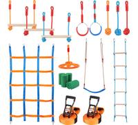 SucceBuy Ninja Warrior Parcours d'obstacles pour enfants, 2 slacklines de 56 pieds rŽsistant aux intempŽries, capacitŽ de charge de 500 lbs, jeu de plein air avec 12 obstacles, idŽal pour s'amuser et