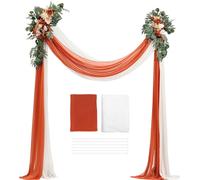 SucceBuy Orange Set de fleurs artificielles d'arc de mariage, 2 fleurs et 2 rideaux