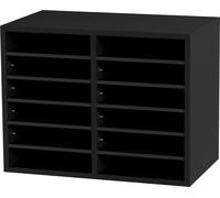 SucceBuy Organisateur de littérature en bois, 12 compartiments, étagères amovibles, noir, pour le bureau/la maison