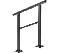 SucceBuy Outdoor Main courante 165LBS charge aluminium Escalier Main courante 36 x 35" Garde-corps pour escaliers extérieurs Transitional gamme 0 à 50° S'adapte 2-3 pas avec kit de vis