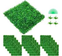 SucceBuy Panneaux de buis artificiels, 48 pièces, 25,4 x 25,4 cm, résistants aux UV, 4 cm, panneaux de haie, mur de fond en gazon artificiel pour clôture de protection visuelle, décoration de jardin e