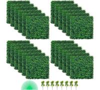SucceBuy Panneaux de buis artificiels, résistants aux UV, 24 pièces, haie de buis artificiels, 50,8 x 50,8 cm, 4 cm, herbe verte, clôture pare-vue pour l'intérieur et l'extérieur, jardin