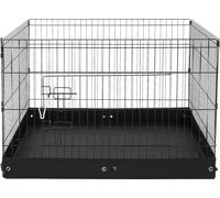 SucceBuy Parc pour chiens, 4 pcs, 61 x 91 cm, plaques mŽtalliques, parc pliable pour animaux domestiques, avec porte et coussin de sol en tissu Oxford, pour chiens, chats, petits animaux
