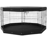 SucceBuy Parc pour chiens, 8 panneaux de 76,2 cm H x 61 cm L, parc métallique pliable pour animaux domestiques, clôture pour chiens pour l'intérieur et l'extérieur avec porte, coussin de sol et couver