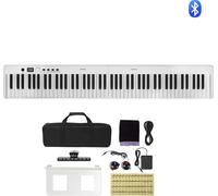 SucceBuy Piano de 88 touches avec clavier pliable, Bluetooth et MIDI, piano électronique portable numérique pliable avec étui pour pédale de sustain, touches sensibles au toucher et écouteurs