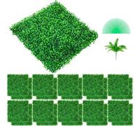 SucceBuy Plaques de buis UV, 24 pièces | 10 x 10 pouces grand mur de haie artificielle | Fond d'herbe verte | Clôture pare-vue | Intérieur/Extérieur | 4 cm d'épaisseur