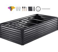 SucceBuy Plateau de jardin surélevé 94.5x47.2x23.6 pouces Métal galvanisé Jardinière gris foncé Outdoor Jardinières pour fleurs/légumes/herbes dans la cour/jardin/patio