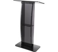 SucceBuy Podium acrylique haut de 47", support transparent avec large surface de lecture et tablette, chaire au sol pour l'église, le bureau, l'école, finition noire