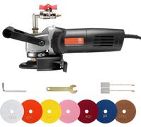 SucceBuy Polisseuse à eau 800 W, Ponceuse à béton 4 pouces avec 6 vitesses variables et 7 kits de polissage, Ponceuse à eau pour marbre, granit, pierre, roche, carrelage
