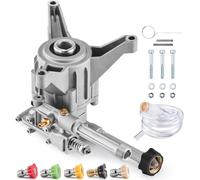 SucceBuy Pompe de nettoyage haute pression, 3100 PSI, 2,5 GPM, arbre vertical 7/8 pouces, kit de pièces de rechange avec 5 buses, matériel et tube siphon pour plusieurs marques